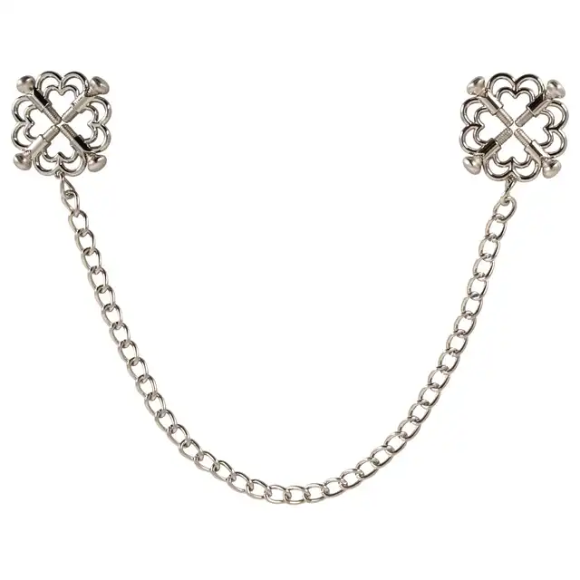 Bad Kitty - Nipple Jewellery With Metal Chain. Regulowane klamerki na sutki z łańcuszkiem, doskonała kombinacja elegancji i funkcjonalności