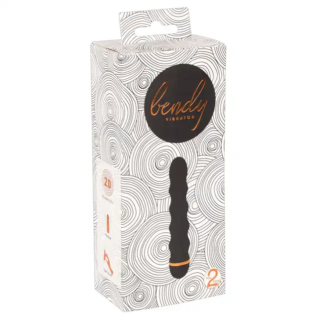 Bendy - Wavy Vibrator Black. Elastyczny wibrator rowkowy z miękką fakturą, 20 trybami wibracji, oferujący intensywną stymulację