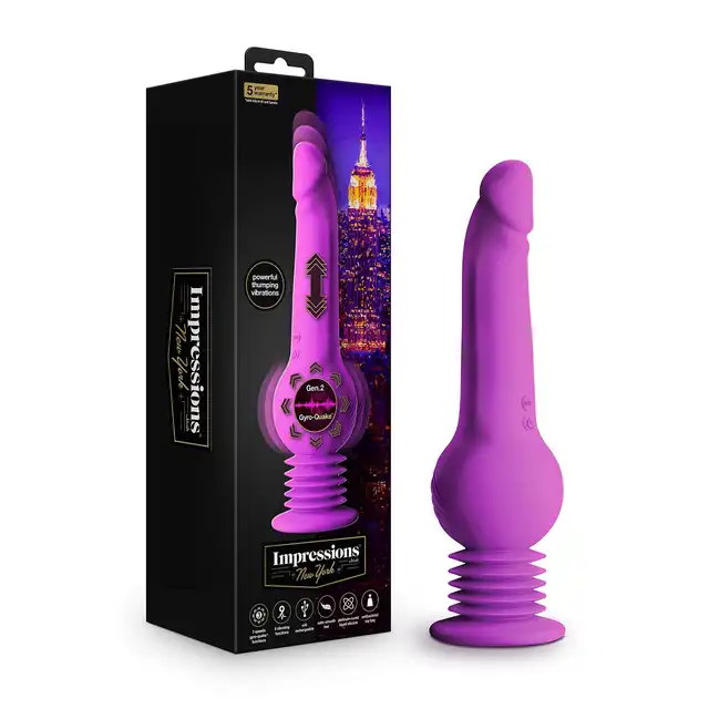 Blush - Impressions New York Gyroquake Dildo Purple. Ruchomy wibrator o realistycznym designie i ekscytujących funkcjach ruchu posuwistego i wibracji