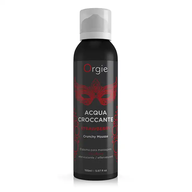 Orgie - Acqua Croccante Strawberry Crunchy Mousse 150 ml. Nawilżający mus do masażu ciała o słodkim zapachu truskawki, dostarcza uczucie chrupiącego musowania