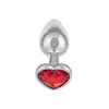 CalExotics - Jewel Small Ruby Heart Plug. Metalowy korek analny z czerwonym serduszkiem w podstawie, wtyczka o zaokrąglonym kształcie