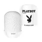 Playboy – Egg Stroker. Mini biały masturbator w formie jajeczka ze stymulującym, spiralnie żebrowanym rękawem