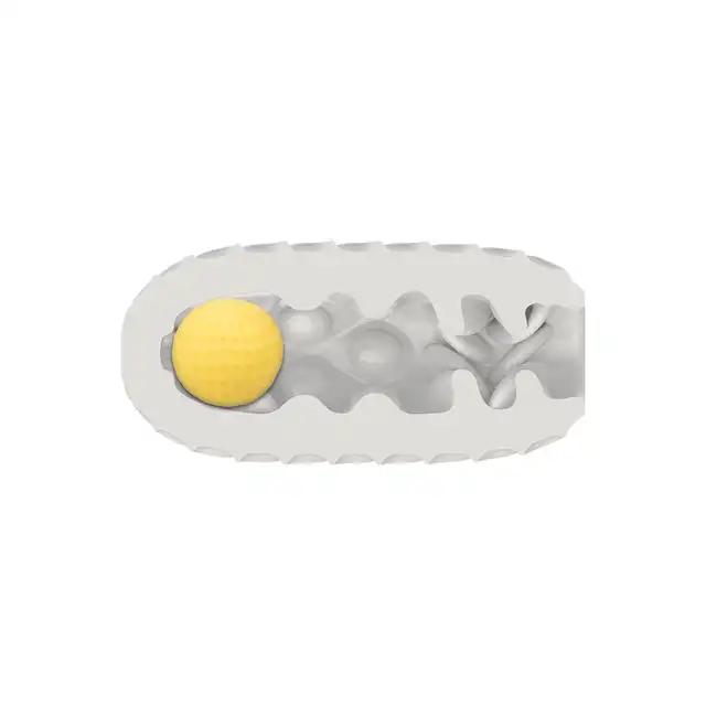 CalExotics - Boundless Squishy Ball Stroker Yellow. Masturbator z dwoma strukturami stymulacyjnymi, eksploruj nieograniczoną rozkosz z dwustronną strukturą i wyjmowaną kulką