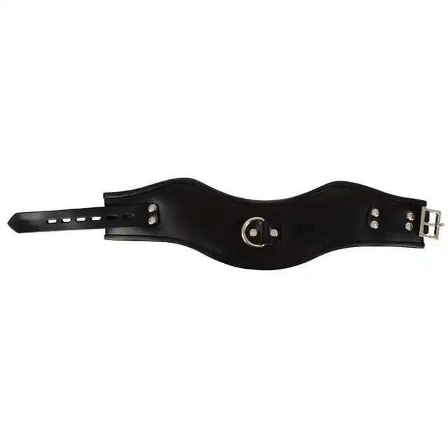 Bad Kitty - Collar black. Szeroka, skórzana obroża z ringiem do przypięcia smyczy, doskonale podkreśla uległość i pokorę w estetycznym stylu