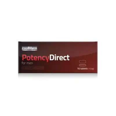 Cobeco Pharma - CoolMann Potency Direct 16pcs Natural. Tabletki wspomagające sprawność seksualną, unikalna formuła ziołowa, witaminowa i mineralna, wsparcie dla libido i erekcji