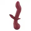 Amour – Flexible G-Spot Duo Vibe LouLou. Ciemnoczerwony wibrator z króliczkiem do punktu G z zakrzywioną główką i wygodną rączką