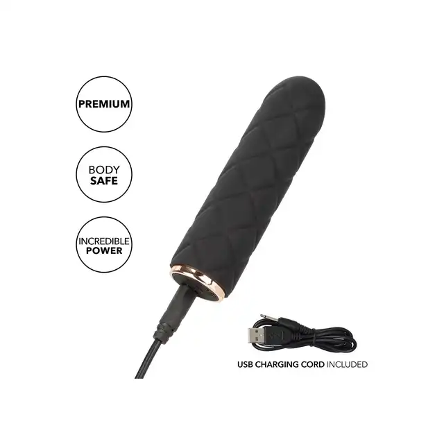 CalExotics - Raven Quilted Seducer. Mini wibrator o pikowanym wykończeniu z 10 ekscytującymi trybami wibracji i funkcją blokady w podróży