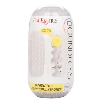 CalExotics - Boundless Squishy Ball Stroker Yellow. Masturbator z dwoma strukturami stymulacyjnymi, eksploruj nieograniczoną rozkosz z dwustronną strukturą i wyjmowaną kulką