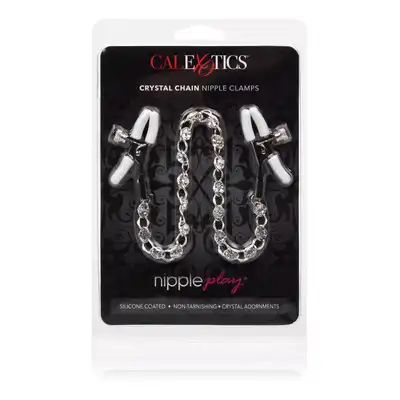 Calexotics - Crystal Chain Nipple Clamps White. Klamerki na sutki, zapewniają niezapomniane doznania dzięki regulowanemu naciskowi, solidnej konstrukcji oraz eleganckiemu designowi