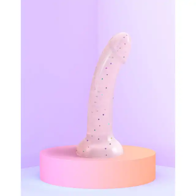 Love to Love - Dildoll Starlight - różowe dildo z silikonu z dodatkiem brokatu w kształcie gwiazd! 