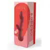 Amour – Flexible G-Spot Duo Vibe LouLou. Ciemnoczerwony wibrator z króliczkiem do punktu G z zakrzywioną główką i wygodną rączką