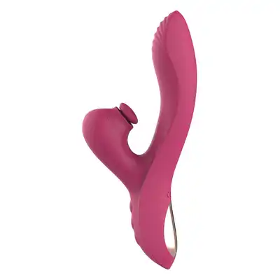 Dream Toys - Essentials Dual G-Spot. Różowy, silikonowy, profilowany wibrator ze stukającym stymulatorem łechtaczki