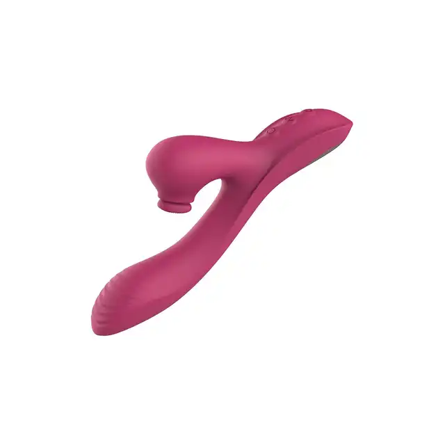 Dream Toys - Essentials Dual G-Spot. Różowy, silikonowy, profilowany wibrator ze stukającym stymulatorem łechtaczki