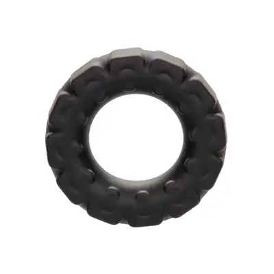 Calexotics - Alpha Prolong Tread Ring - czarny ring na penisa wykonany z silikonu. Popraw erekcję!