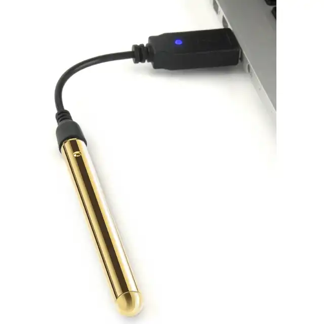 Le Wand - Vibrator Necklace Gold. Elegancki złoty wibrator w formie naszyjnika. Luksusowy naszyjnik z wibratorem o podłużnym kształcie