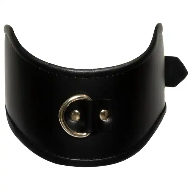 Bad Kitty - Collar black. Szeroka, skórzana obroża z ringiem do przypięcia smyczy, doskonale podkreśla uległość i pokorę w estetycznym stylu