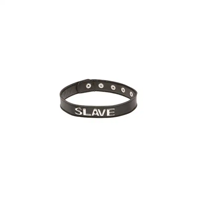 X-Play - Slave 2029. Skórzana obroża z błyszczącym metalowym napisem "Slave" to idealny gadżet dla miłośników BDSM