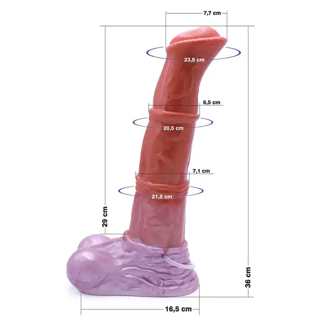 Kiotos Monstar - Dildo Beast 58 XL Squirt. Ogromne dildo w kształcie członka bestii, penis z wytryskiem. Bestia intensywnych doznań