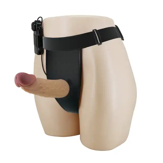 Pretty Love - Draven Vibrating Harness Briefs. Męska uprząż strapon, wibrująca i przedłużająca penisa nakładka na penisa o realistycznym kształcie