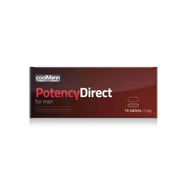 Cobeco Pharma - CoolMann Potency Direct 16pcs Natural. Tabletki wspomagające sprawność seksualną, unikalna formuła ziołowa, witaminowa i mineralna, wsparcie dla libido i erekcji