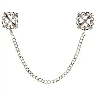 Bad Kitty - Nipple Jewellery With Metal Chain. Regulowane klamerki na sutki z łańcuszkiem, doskonała kombinacja elegancji i funkcjonalności