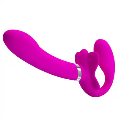 Pretty Love - Valerie. Podwójny wibrujący strap-on bezuprzężowy, idealny gadżet do jednoczesnej stymulacji obojga partnerów