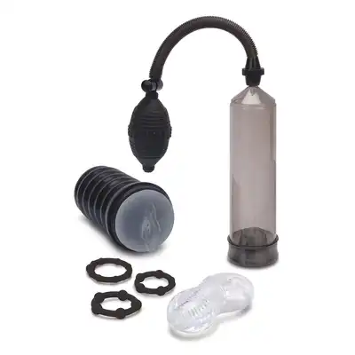 Zolo - 6 Pump &amp; Pleasure Set - zestaw powiększający do penisa! Pompka, ringi, masturbatory!