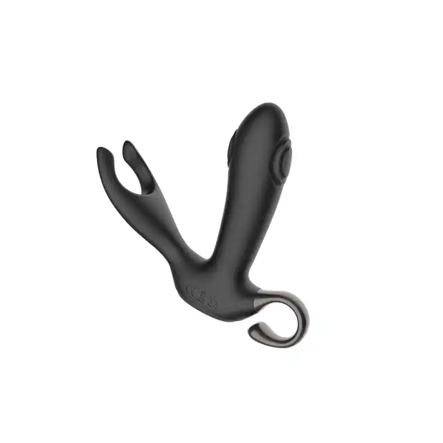 B-Series - Dual Tapping Anal Vibrator USB. Czarny silikonowy masażer prostaty z możliwością stymulacji jąder. Niesamowite doznania