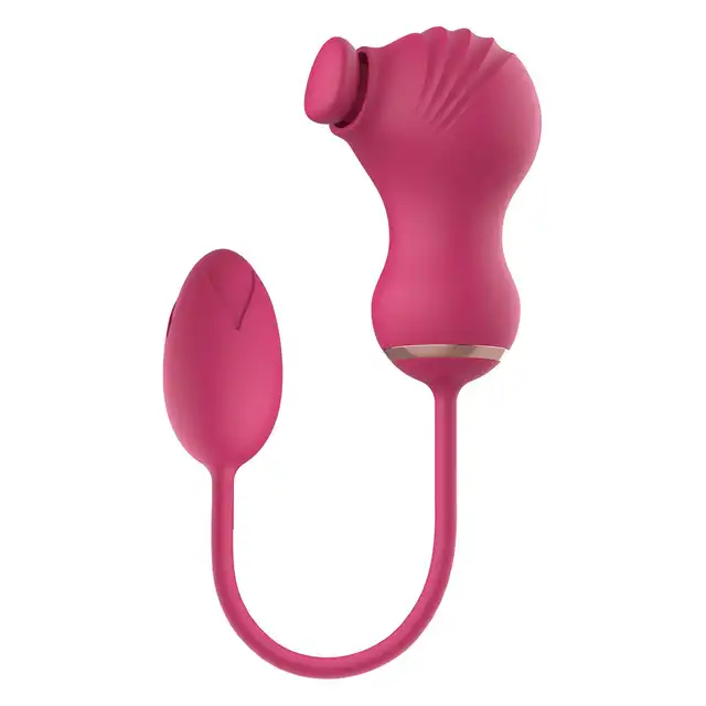 Dreamtoys - Flexible Dual Stimulator. Niesamowity różowy pulsujący stymulator łechtaczki z wibrującym jajeczkiem, podwójna przyjemność