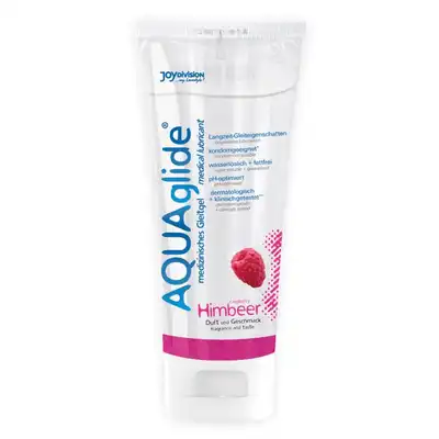 Aqua Glide - Raspberry 100ml. Lubrykant na bazie wody o aromacie maliny, zapewnia nawilżenie i większą intensywność doznań