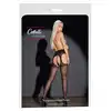 Cottelli Collection - Suspender Tights Black 3. Romantyczne, jedwabiste rajstopy z koronkowymi wycięciami i szeroką koronką w talii, idealne dla uwodzicielek
