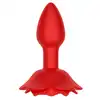 B-Series - Rose Rotating Butt Plug. Wibrujący i rotacyjny korek analny o pięknym kształcie czerwonej róży. Doskonały prezent