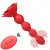 Boys Series - Flower Rose Rotating Anal Beads. Wibrujące koraliki analne na pilota z innowacyjną funkcją obrotową, elegancki design róży