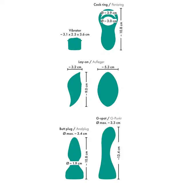 Couples Choice - Mini 4 Set. Zestaw do wszechstronnych zabaw seksualnych, zawierający różnorodne elementy wykonane z miękkiego silikonu o ergonomicznym kształcie