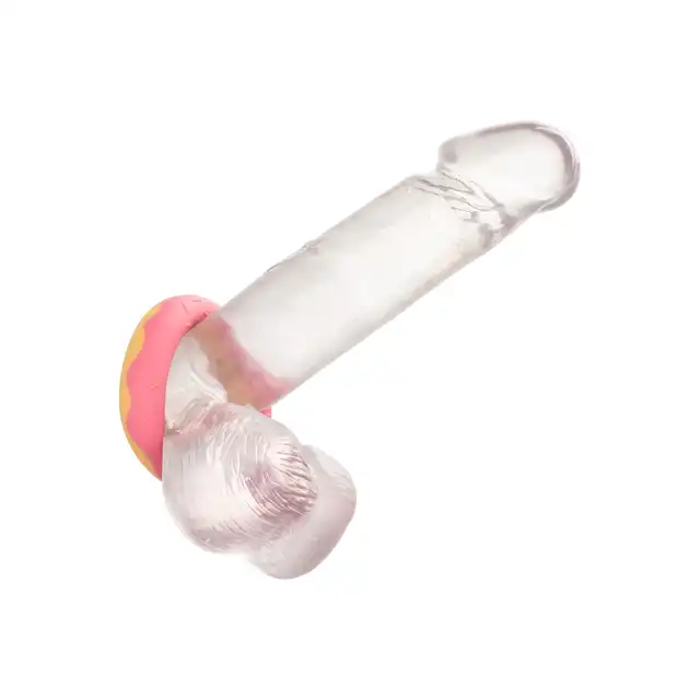 CalExotics - Dickin Donuts Silicone Ring. Pierścień na penisa o kształcie i wzorze donuta, słodkie gadżet wspomagający erekcję 