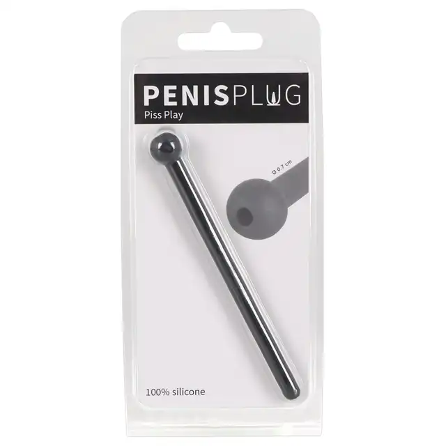 Penisplug - Penis Plug Piss Play black. Silikonowy dilator do cewki moczowej z wydrążonym środkiem