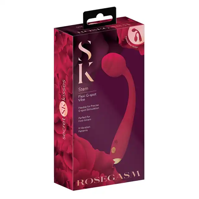 Rosegasm - Long Stem Vibrating Rose. Czerwony wibrator do punktu G w kształcie zmysłowej róży. Niezwykle kobiecy i elegancki 