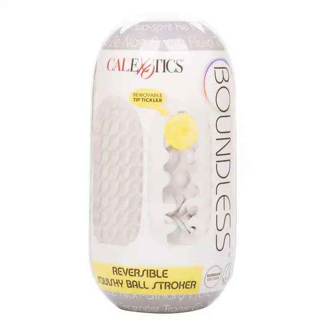 CalExotics - Boundless Squishy Ball Stroker Yellow. Masturbator z dwoma strukturami stymulacyjnymi, eksploruj nieograniczoną rozkosz z dwustronną strukturą i wyjmowaną kulką