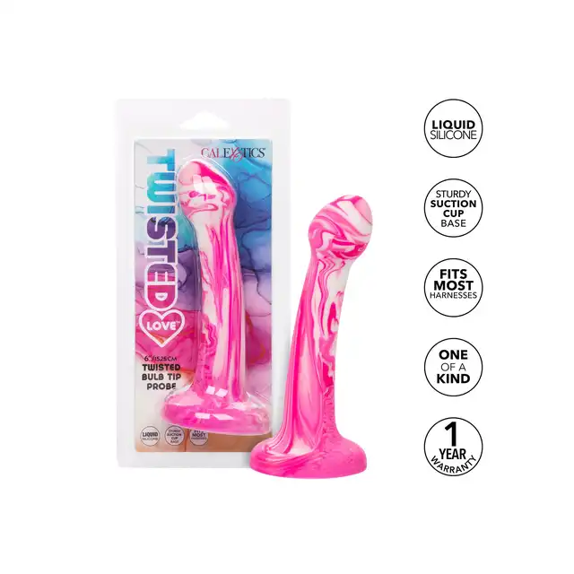 CalExotics - Twisted Bulb Tip Probe Pink. Różowe silikonowe dildo z przyssawką i bulwiastą końcówką, stworzone dla rozkoszy na najwyższym poziomie