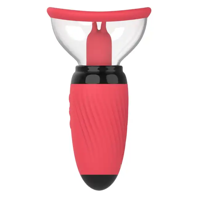 B-Series - Sucking Pump Red USB. Niesamowity czerwony stymulator z trybem lizania i pompka w jednym. 