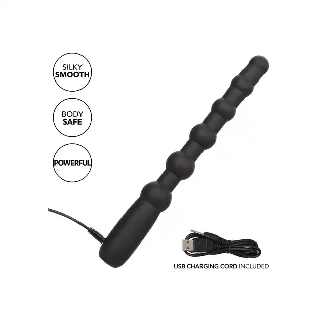 CalExotics - Rechargeable X-10 Beads. Wibrator analny o stopniowanej strukturze koralików, elastyczna konstrukcja z intensywnymi wibracjami