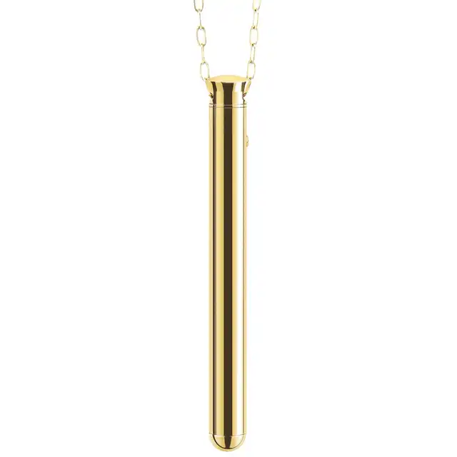 Le Wand - Vibrator Necklace Gold. Elegancki złoty wibrator w formie naszyjnika. Luksusowy naszyjnik z wibratorem o podłużnym kształcie