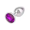 CalExotics - Jewel Small Amethyst Plug. Korek analny o bezszwowej metalowej konstrukcji z fioletowym kryształkiem w podstawie