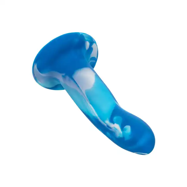 CalExotics - Twisted Probe Blue. Gładkie silikonowe dildo o delikatnej krzywiźnie do dokładniejszej stymulacji, przyssawka w podstawie