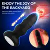 Boys Series - Lighting Thrusting Anal Plug. Wibrujący korek analny na pilota, funkcja ruchu posuwistego z światełkiem led w podstawie