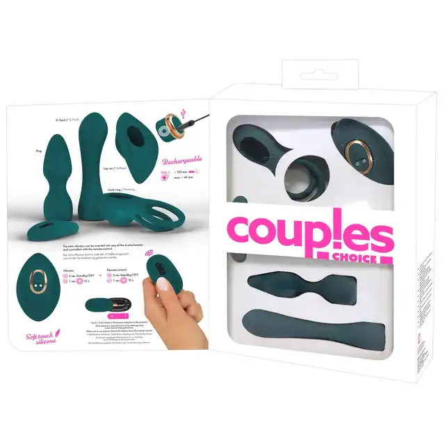 Couples Choice - Mini 4 Set. Zestaw do wszechstronnych zabaw seksualnych, zawierający różnorodne elementy wykonane z miękkiego silikonu o ergonomicznym kształcie