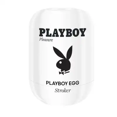 Playboy – Egg Stroker. Mini biały masturbator w formie jajeczka ze stymulującym, spiralnie żebrowanym rękawem