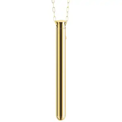 Le Wand - Vibrator Necklace Gold. Elegancki złoty wibrator w formie naszyjnika. Luksusowy naszyjnik z wibratorem o podłużnym kształcie