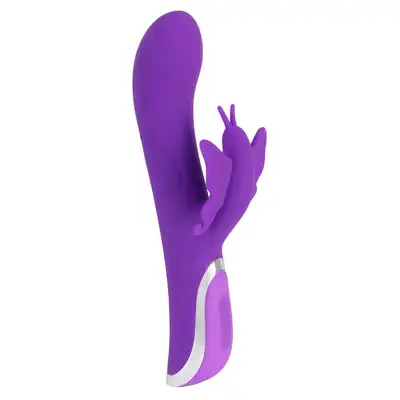 Sweet Smile - Rechargeable Rotating Vibrator. Rotacyjny wibrator ze stymulatorem łechtaczki w kształcie motylka, 10 trybów wibracji i 3 prędkości rotacji
