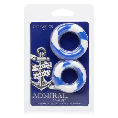 Admiral - 2 Ring Set. Zestaw dwóch silikonowych pierścieni erekcyjnych o różnych średnicach, podwójne wzmocnienie erekcji